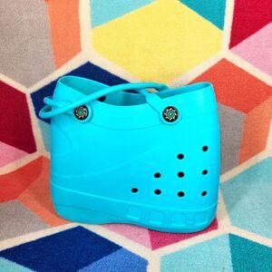 Optari Waterproof Beach Pool Sol Tote Bag Handles Blue Soft Rubber